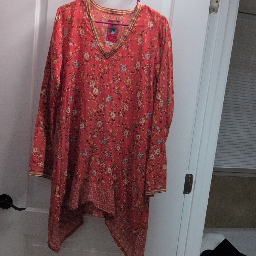 Johnny Was Red Floral Tunic